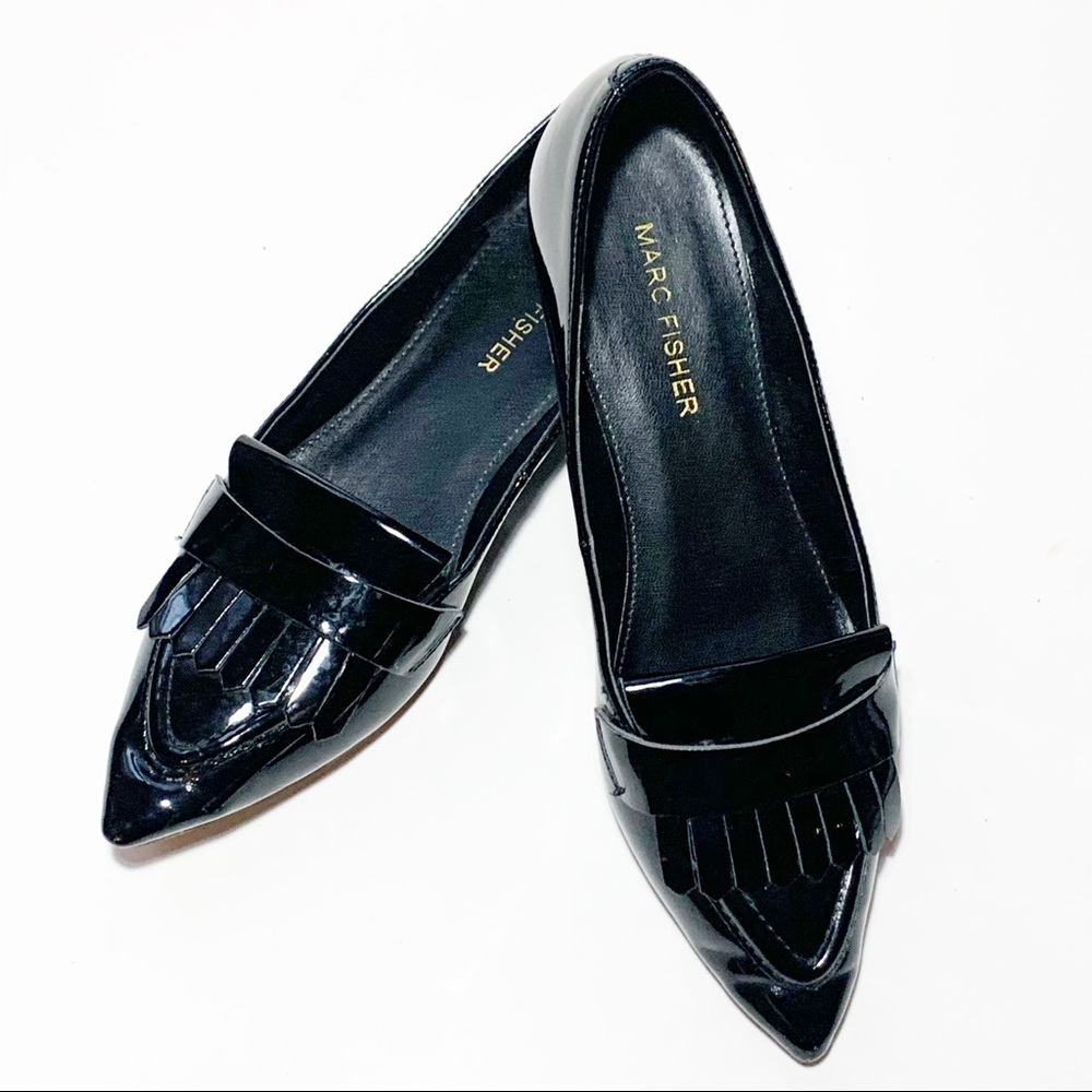 Marc Fisher Sunnie Black Patent Flats: Size 6